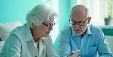 Personas mayores usando aplicaciones moviles. ancianos usando ia gratuitas. inteligencia artificial