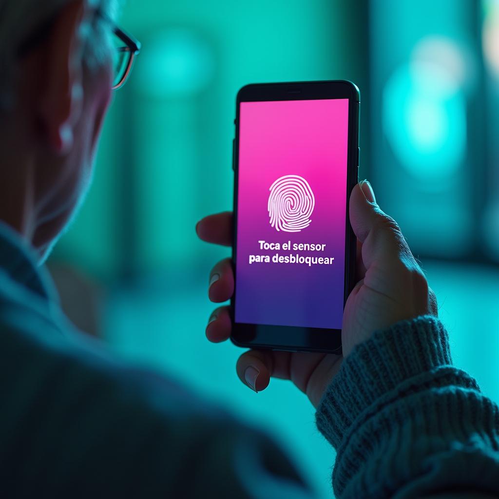 desbloqueo de movil con datos biometricos. ciberseguridad para personas mayores